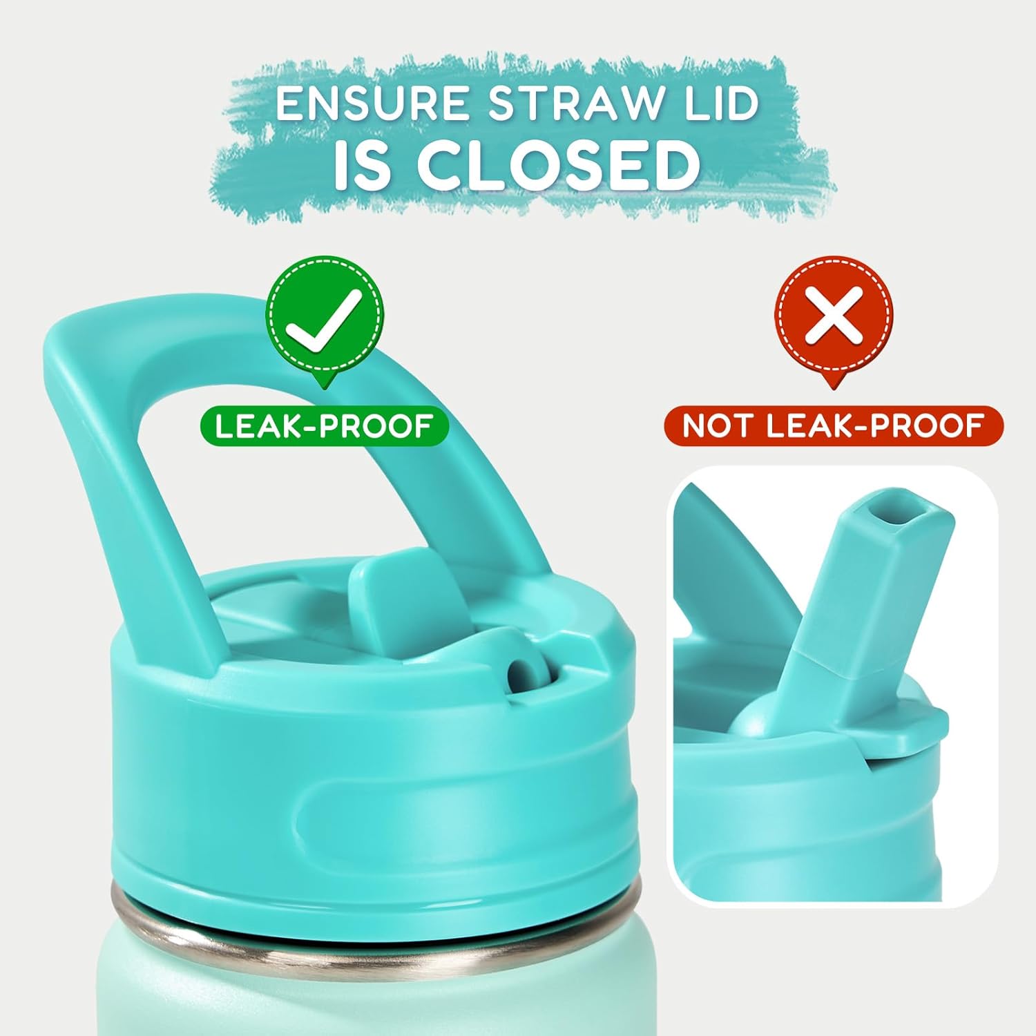 12oz Kids Water Bottle for School, Toddler Bottles with Straws, Stainless Steel Vacuum Insulated Water Bottle for Boys&Girls, Leak-Proof, BPA-Free, Serenity - Image 6