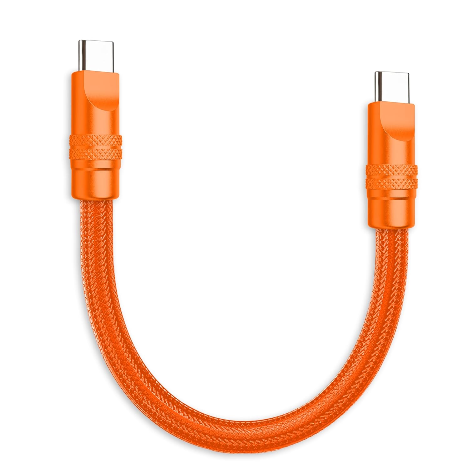 chubbycable Cute Chubby 240W Short USB C Cable Durable Extra Thick Fast Charging Cable Nylon Braided Charger Cord Compatible with iPhone 17-15 Series iPad, Orange+Orange, Type-C to Type-C, 1.64FT