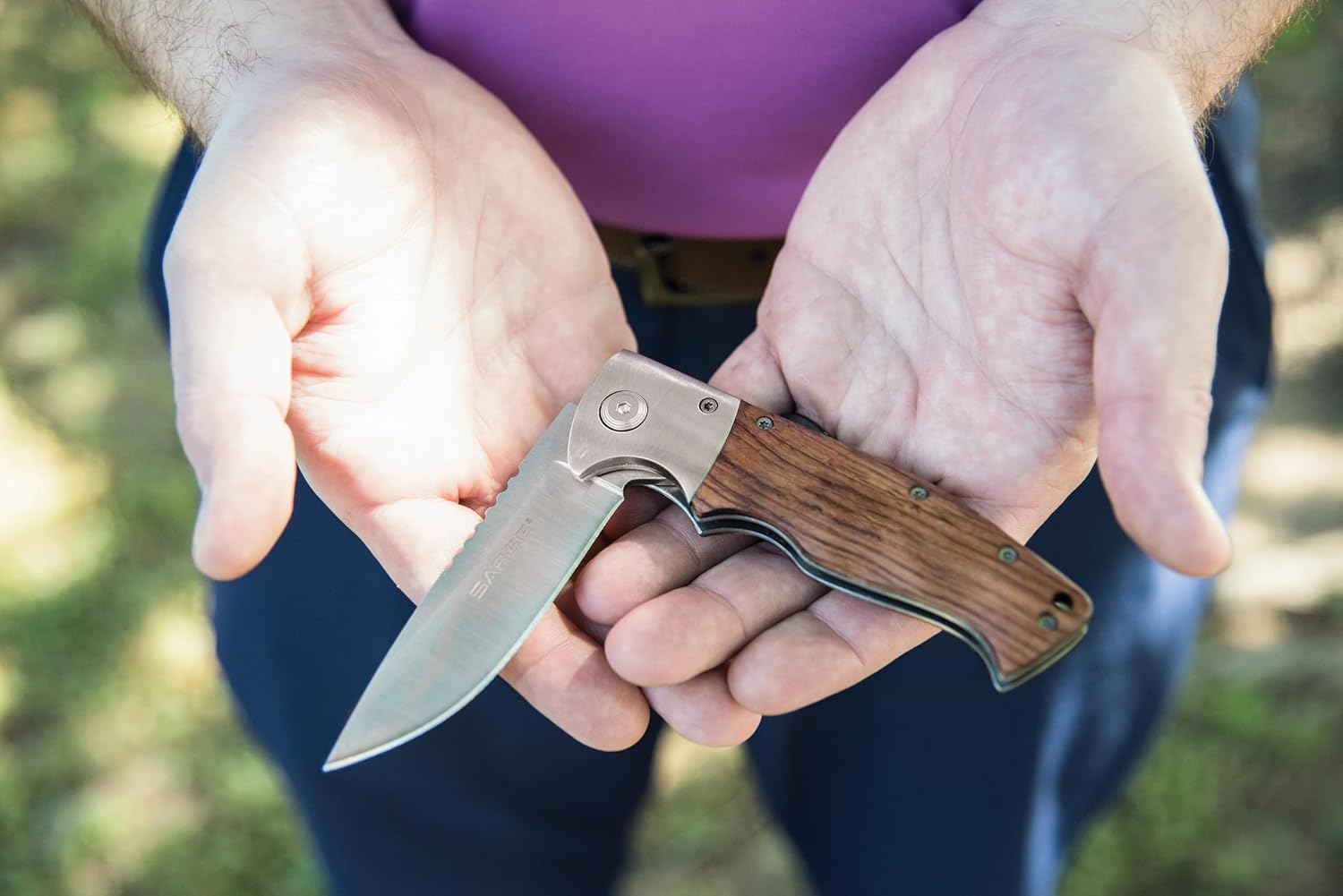 Sarge Knives SK-65 Flash Wooden Swift Assist Folder