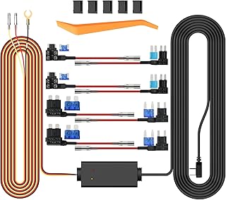 ZHK-01 Type-C Hardwire Kit with 8pcs Circuit Fuse Tap for D435 Dash Camera, 12V-24V to 5V/3A, LED Indicator, Low Voltage Protection