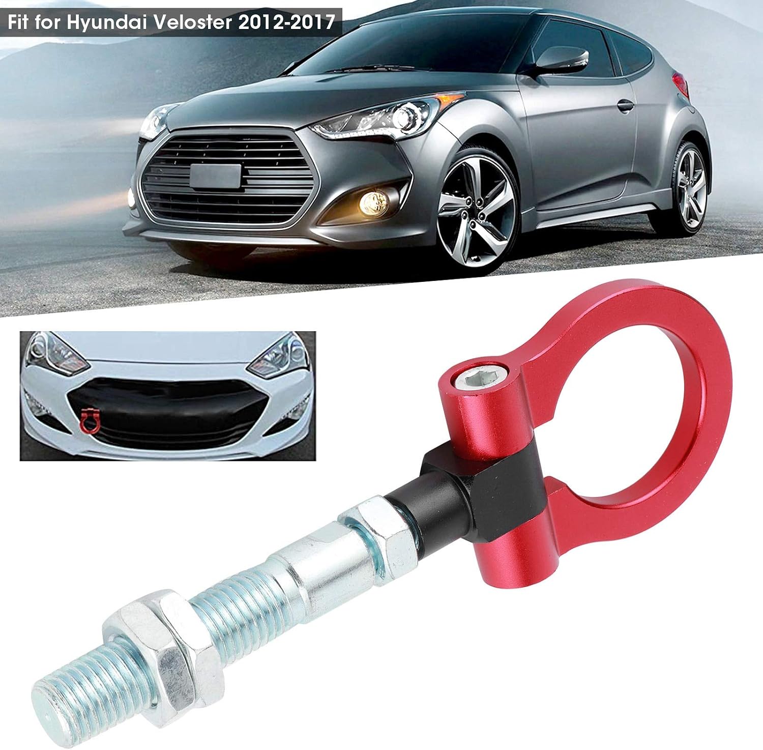 Tow Hook Ring,Heavy Duty Tow Hook Folding Ring Racing Front Car Refitting Fit for 2012?2017 Black/Red (Red)