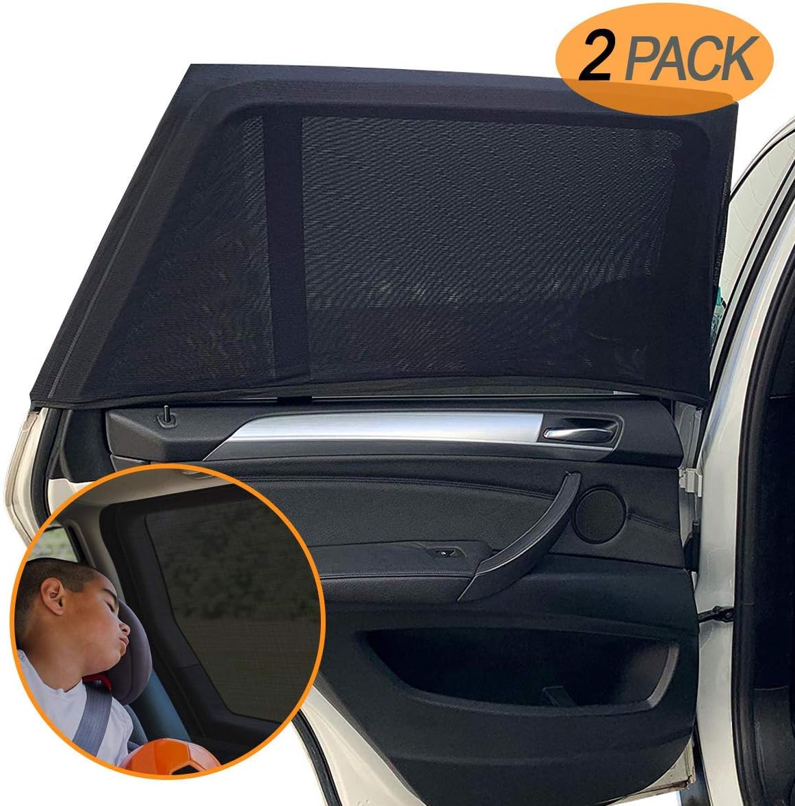 Amteker 2 Pack Car Window Shades - Sun Protection for Car - Portable Car Sun Shades Accessories - Protection for Kids Baby Adults Pets - 23"x20"x46" Fits Most Vehicles