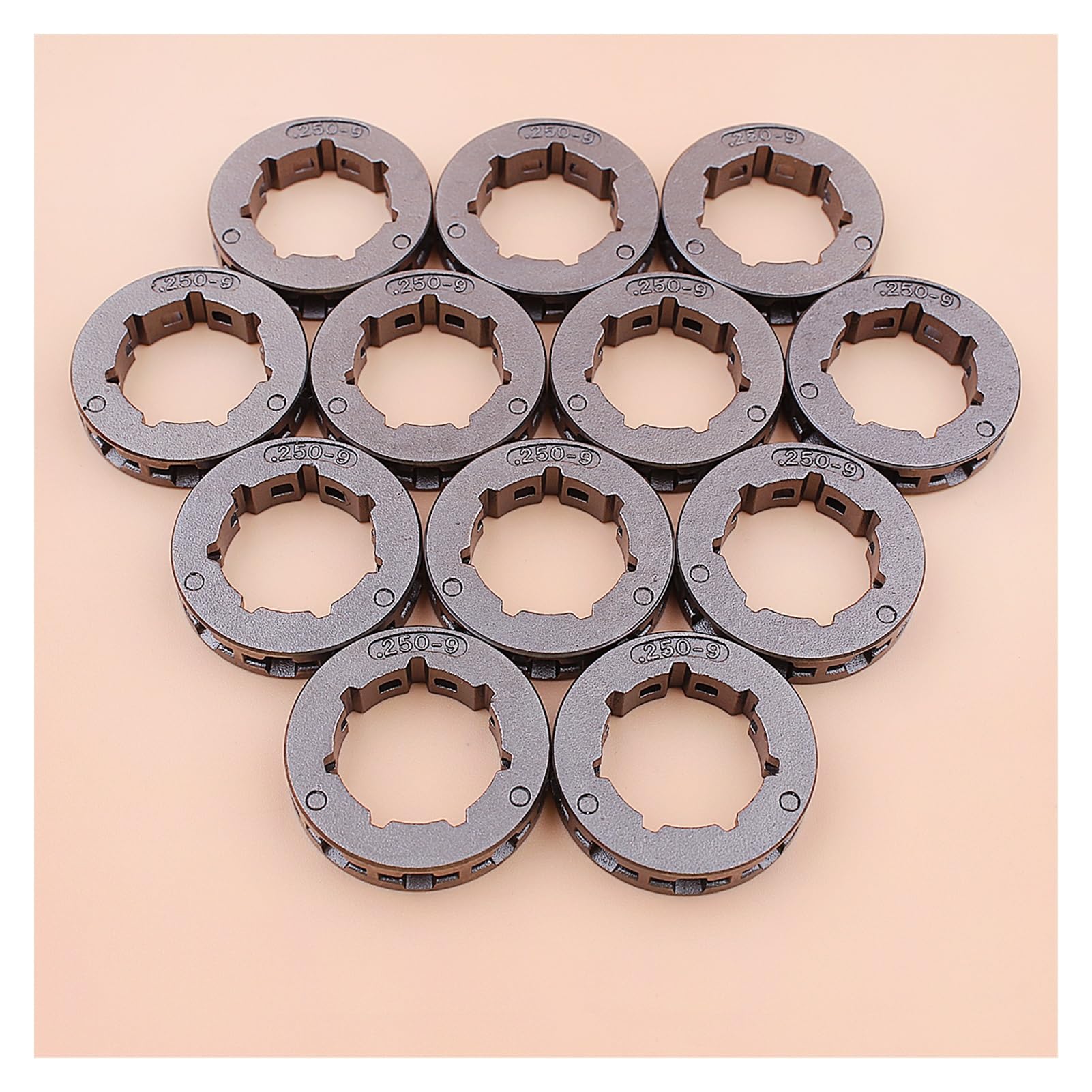Llanta de piñón de transmisión de cadena de 9 dientes, 12 Uds., 250 ", for 40 45 49 50 51 55 154 254 257 for Jonsered 490 590 450 Small 7 Spline