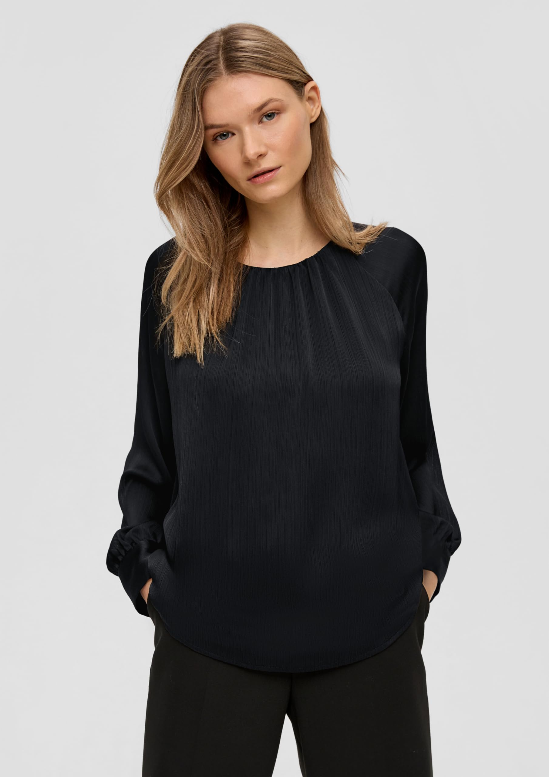 s.Oliver Black Label Damen 2139044 Chiffon-Bluse mit Webstruktur (1er Pack)