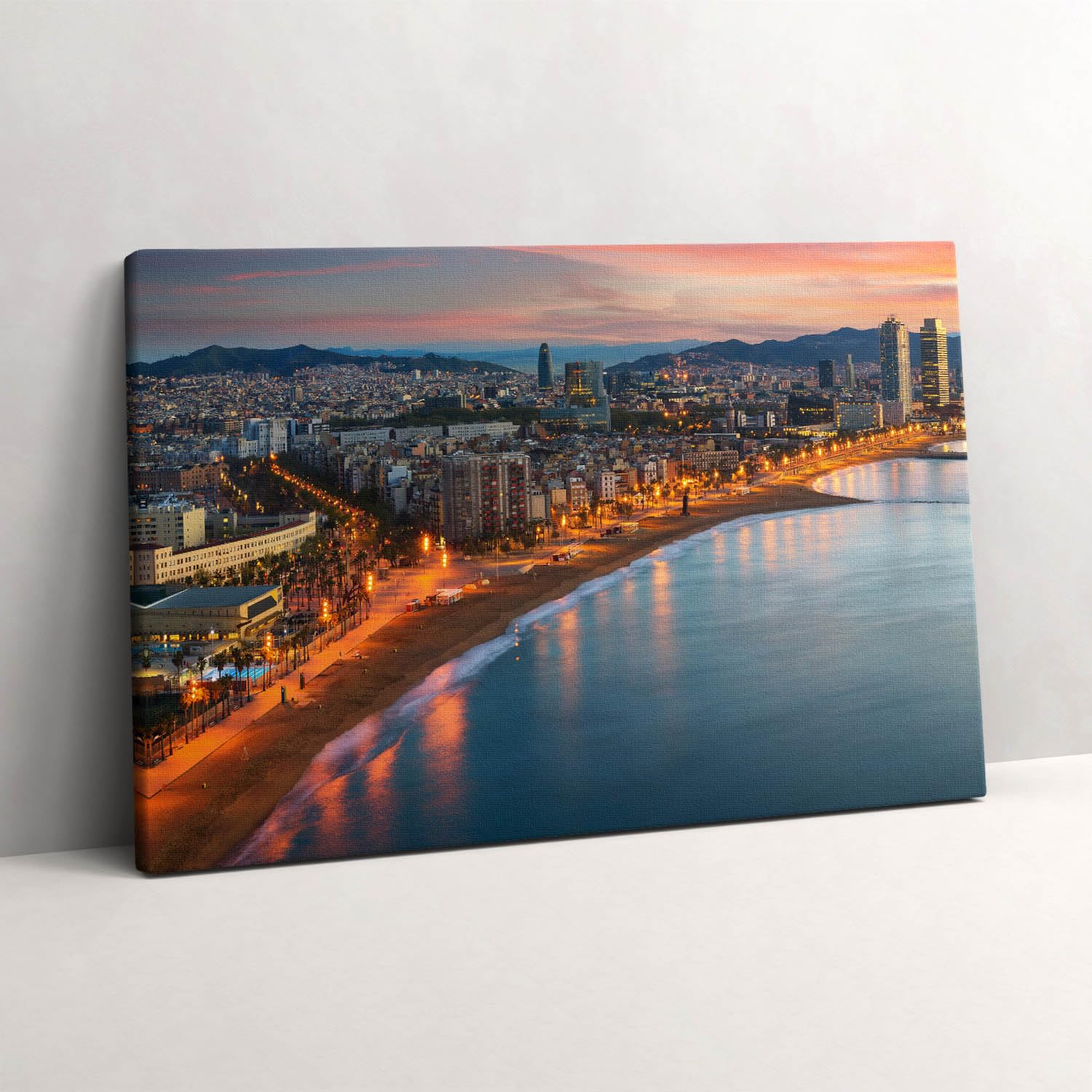 Plage à Barcelone lever du soleil image sur toile 60x40cm murale - 6
