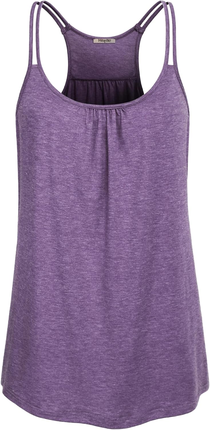 Hibelle Womens Scoop Neck Cute Racerback Yoga Workout Tank Top