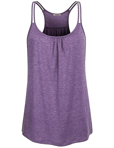Hibelle Womens Scoop Neck Cute Racerback Yoga Workout Tank Top