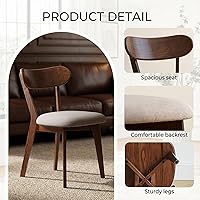 Vista 4 de 100% Solid Oak Wood Dining Chairs,Mid Century Modern Dining Chairs with Upholstered Cushion,Kitchen,Dining Room Chairs Set of 2