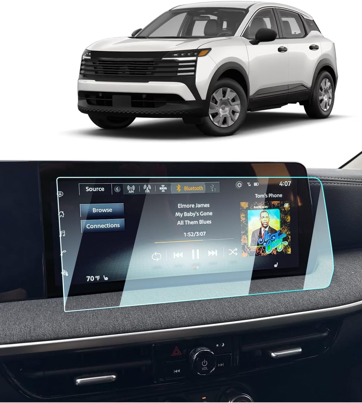 BIXUAN 2025 2026 Kicks Matte Anti-Glare Screen Protector - For Nissan Kicks (SV/SR) 12.3Inch Touchscreen, 2025 2026 Kicks Accessories 9H Tempered Glass Infortainemnt Radio Cover Anti-Fingerprints Scratch