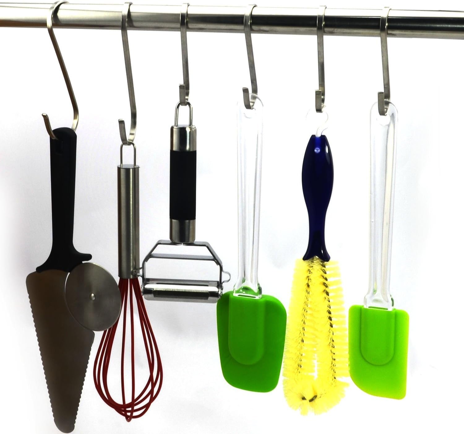 12-Pack Size Medium Flat S Hooks Heavy-Duty Genuine Solid 304 Stainless Steel S Shaped Hanging Hooks,Kitchen Spoon Pan Pot Hanging Hooks Hangers Multiple uses. - Image 5