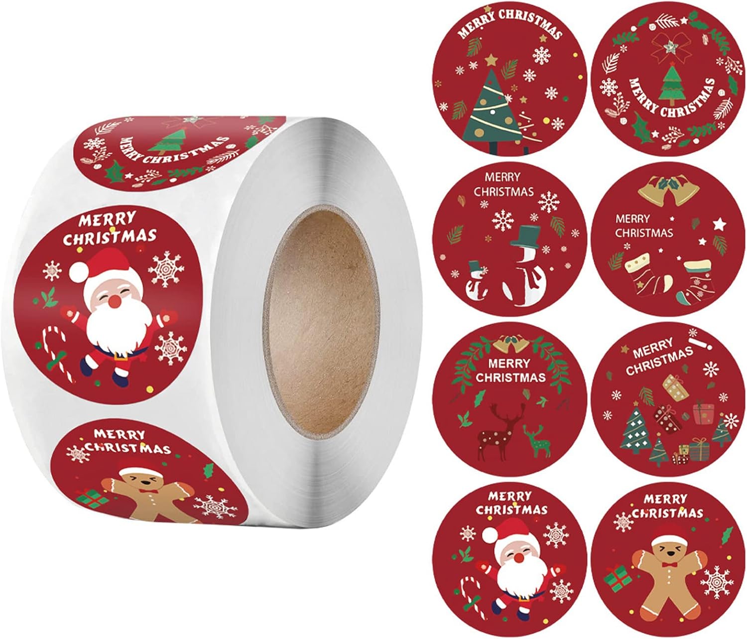 TCPENG 500pcs Christmas Holiday Stickers, Santa, Christmas