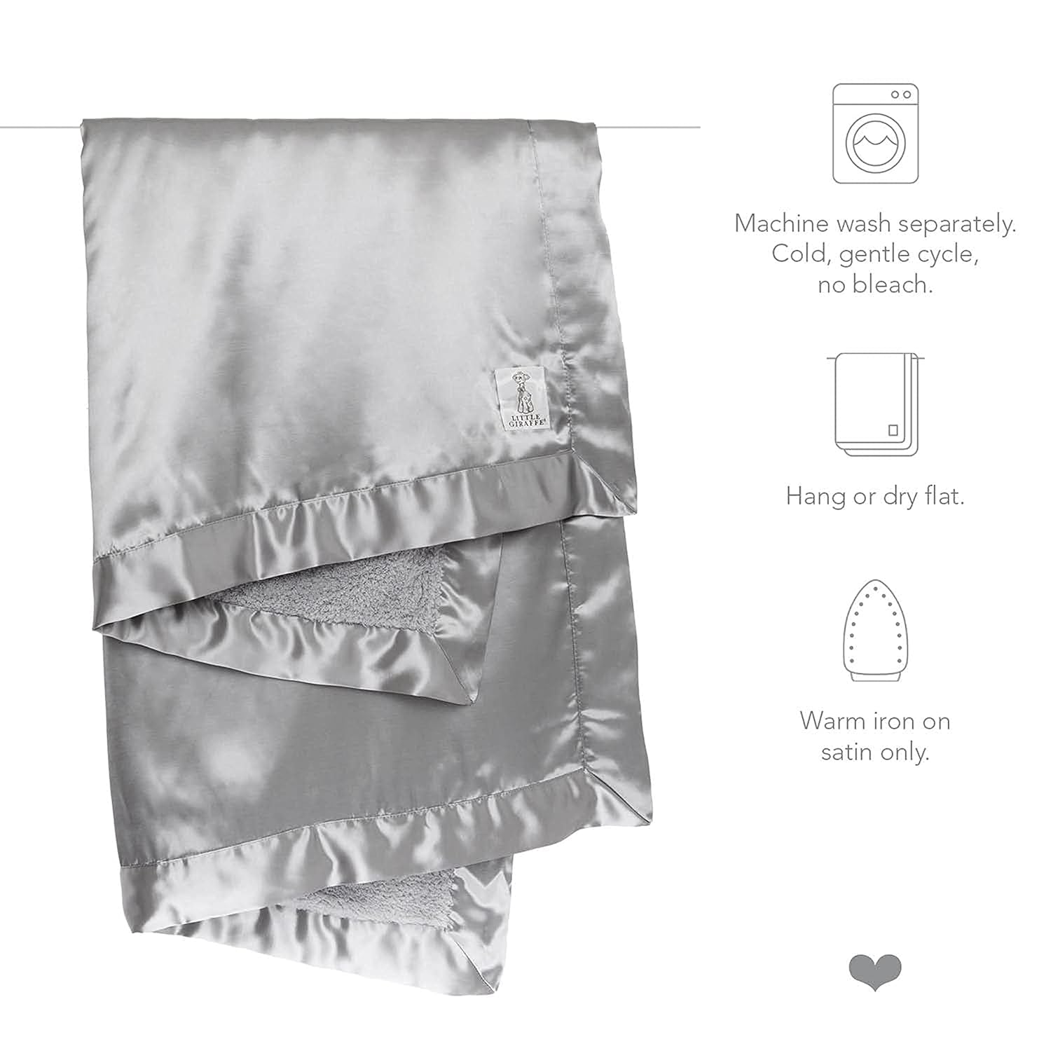 Little Giraffe Chenille Satin Baby Blanket 35" x 45", Pink - Image 5