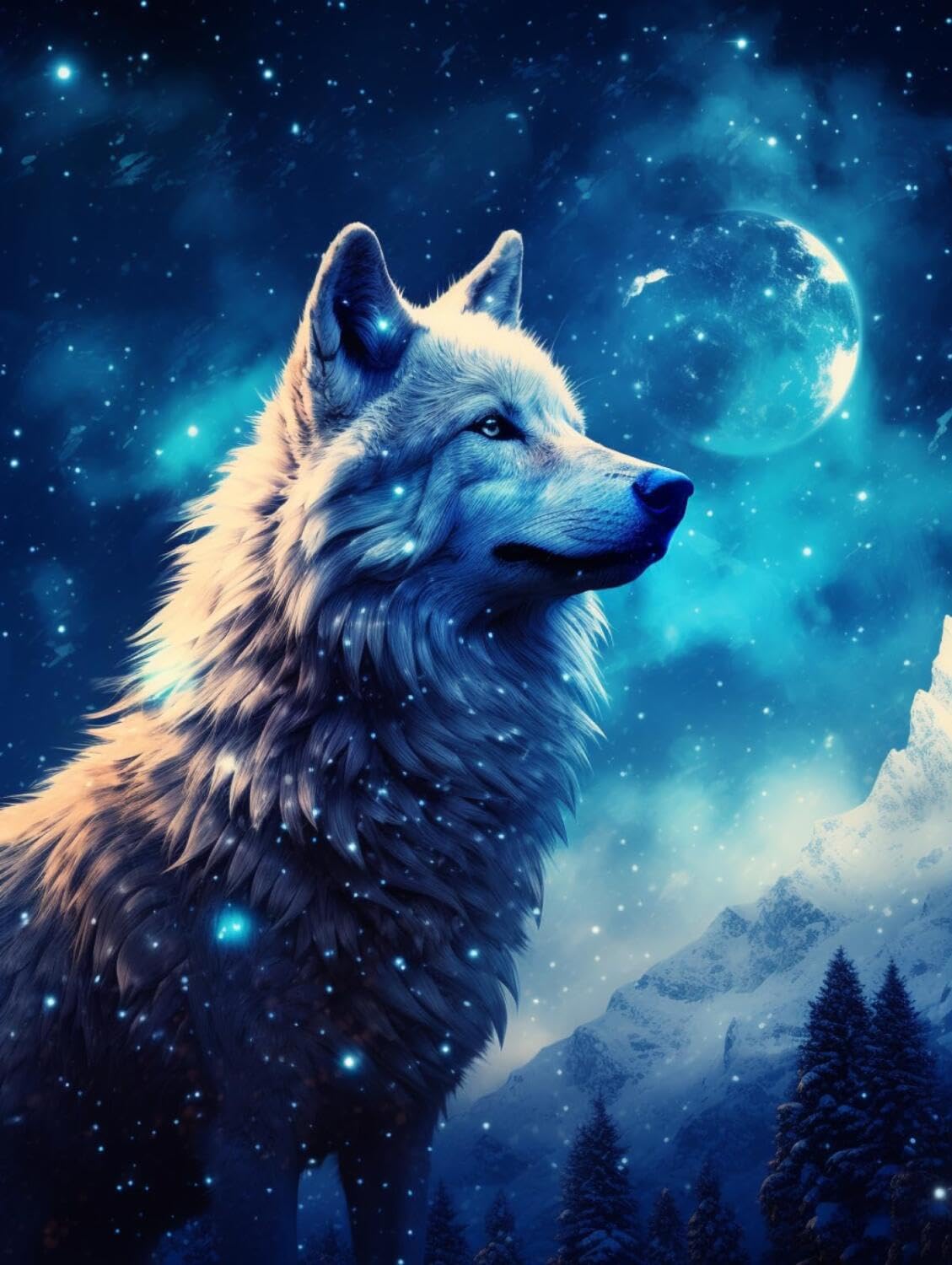 Rqwybcaxn DIY Rug Latch Hook Kits Starry Wolf 55x75cm