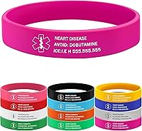 Vista 1 de MissNaNa Pulseras médicas de silicona personalizadas de varios colores, pulsera de alerta de identificación de emergencia grabada para mujeres