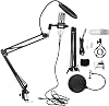BM800 Condenser Microphone Kit, USB Recording Microphone with Flexible Arm, Studio Quality Sound for Streaming Singing Podcasting, Includes Shock Mount Desk (white+silver)