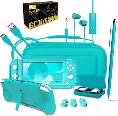 Miniatura 3 de Orzly Switch Lite Accessories Bundle - Funda y protector de pantalla para consola Nintendo Switch Lite, cable USB, soporte para juegos, funda de