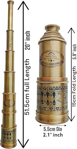 Miniatura 4 de Telescopio antiguo 1915 London Brass Maritime 15x Vintage Pirate Spyglass Telescopio - Telescopio pirata funcional de latón y visión clara de 18