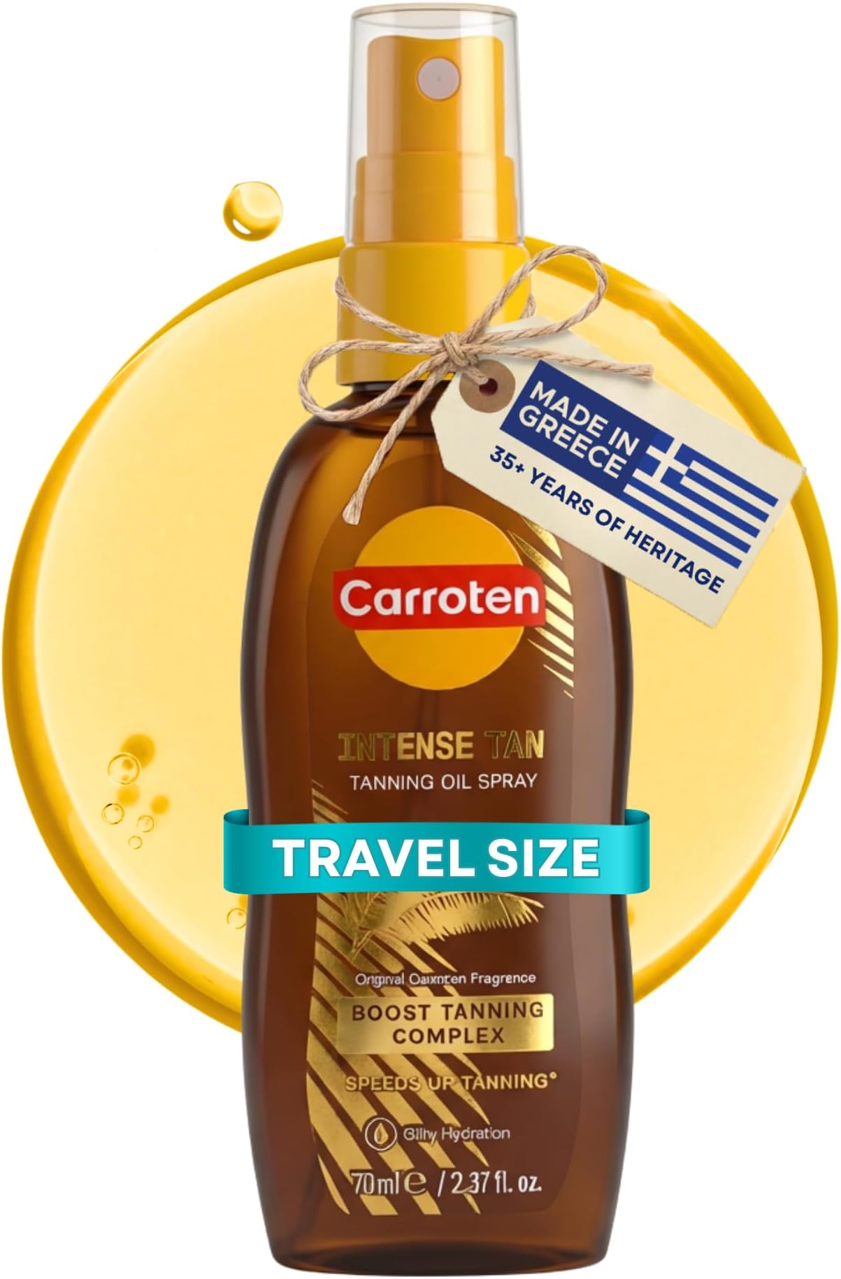 Carroten Intensive Tanning Oil SPF 0, 70 ml - Tanning Accelerator with Carrot and Coconut Oils - Vegan Tanning Oil with Vitamins A & E