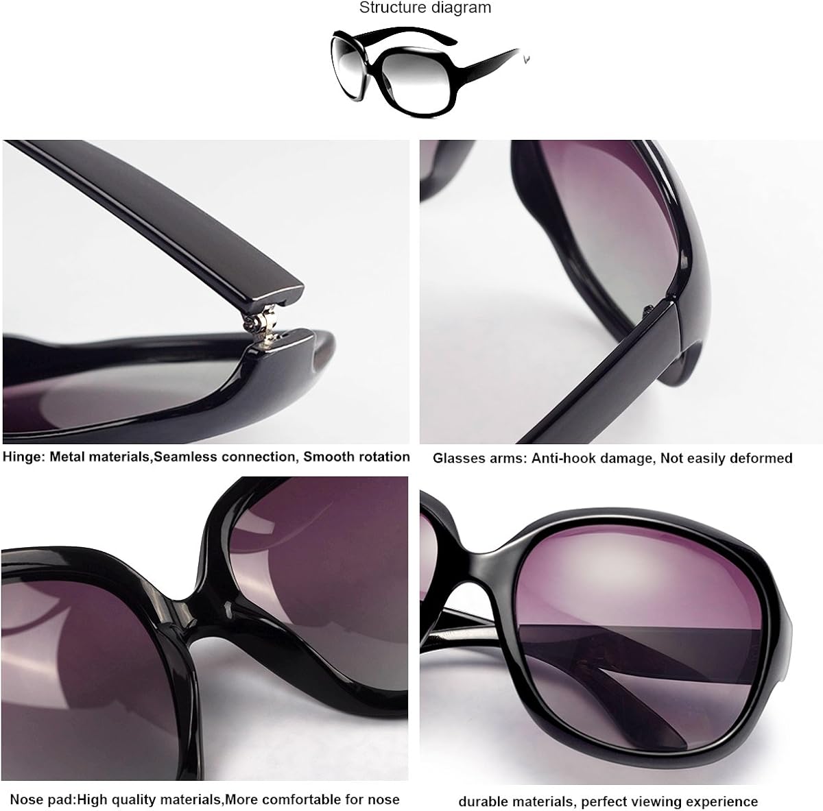 Vista 4 de AkoaDa - Lentes de sol polarizados, UV400, modernos, para mujer