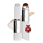 ELROEL BLANC Cover Cream Stick V - Korean Color-Changing Foundation with Detachable Brush - Full to Medium Coverage Base Makeup (201 Light, 0.45 oz)