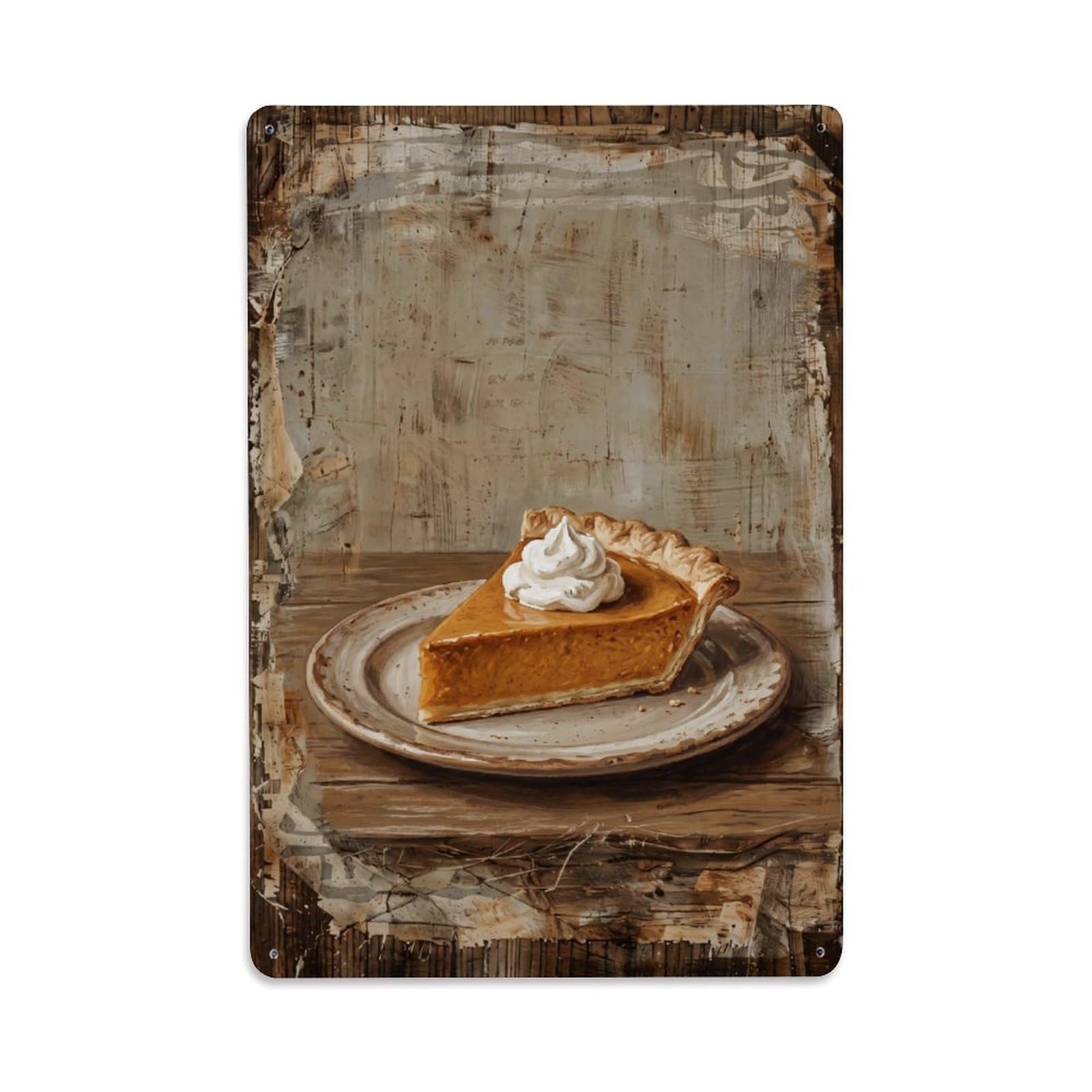 Country Dining Table Pumpkin Pie Countryside Home Vintage Metal Tin Sign Plaque Wall Decor for Cafe, Club, Garden Metal Poster 8x12Inch
