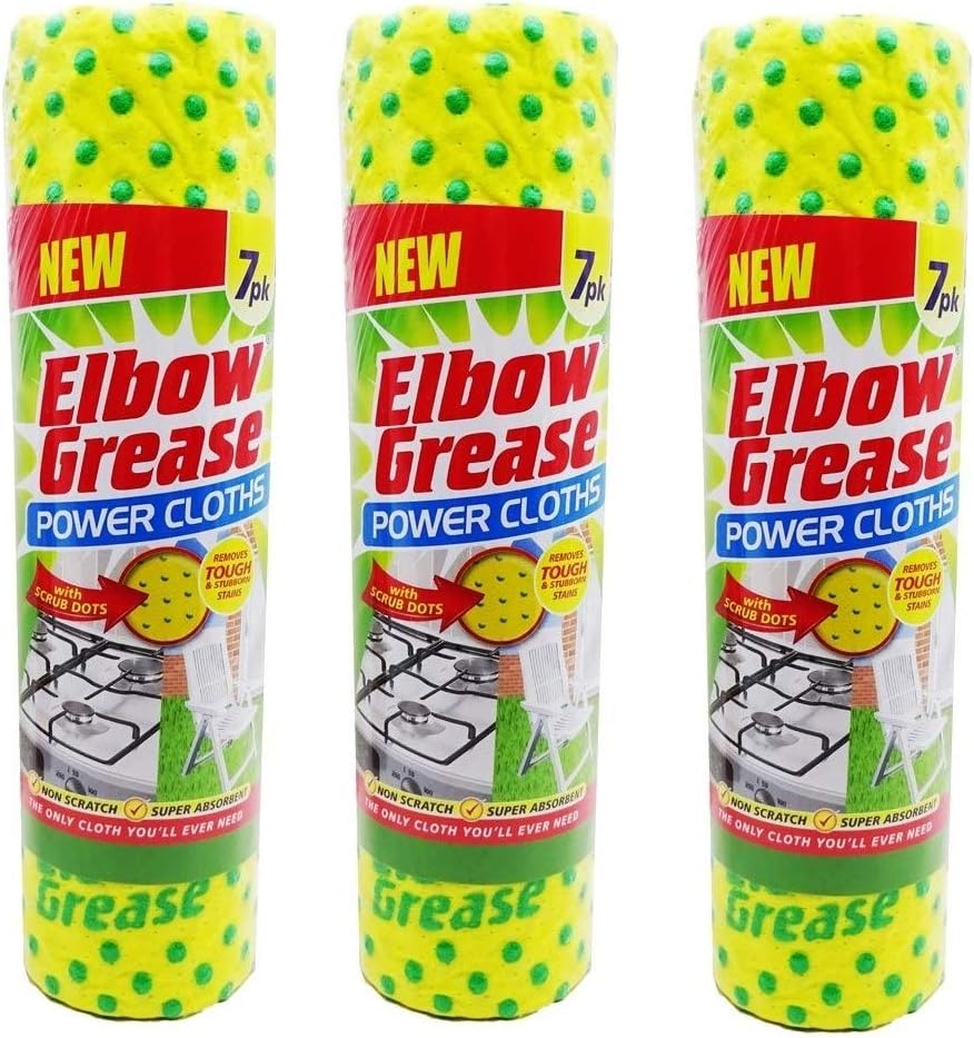7pc Elbow Grease Power Cloths Non Scratch Absorbent All Purpose