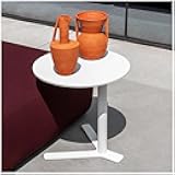 C Shaped Metal End Table, Small Round Side Table for Living Room, Bedroom, Office, Iron Accent Table for Sofa Couch, Drinking Tables for Cafes and Beverage Shops (White, Heights 24.8in)