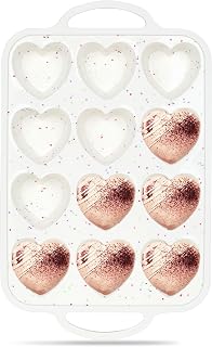 AOTASO 12 Cup Heart Shaped Silicone Muffin Pan