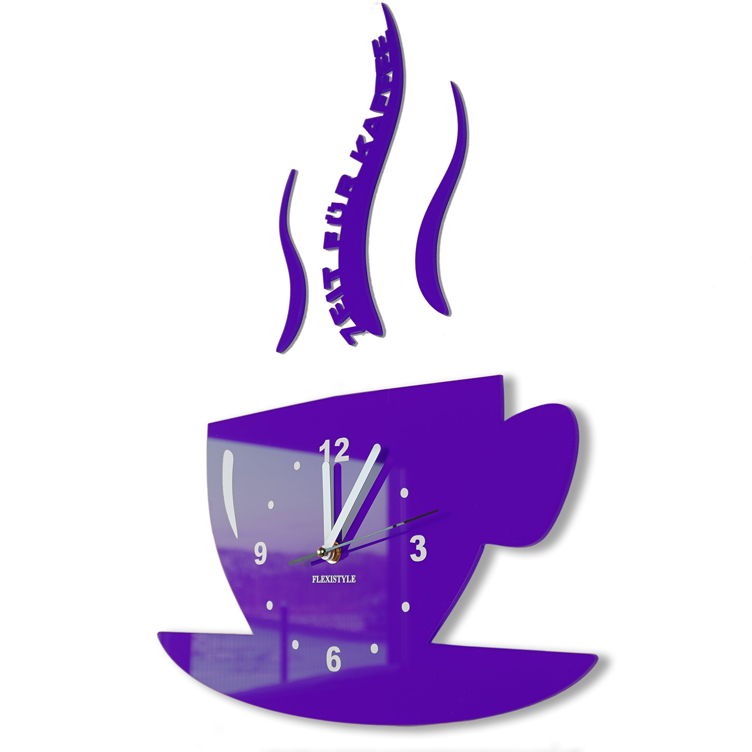 Horloge murale violette moderne 3D silencieuse pour cuisine et salon