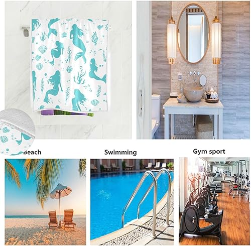 Miniatura 48 de Toallas de mano de playa con conchas marinas, toallas de baño, toallas de baño de agua de mar verde azulado, toallas de baño, toallas de cocina, 1