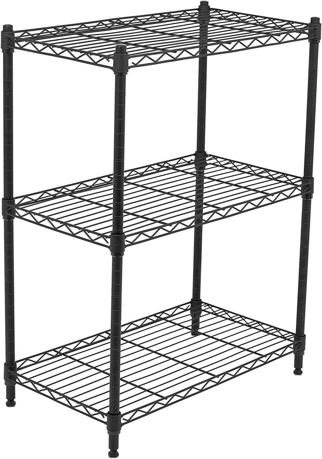 Internet's Best 3-Tier Wire Shelving - Flat Black - Heavy Duty Shelf - Wide Adjustable Rack Unit - Kitchen Storage