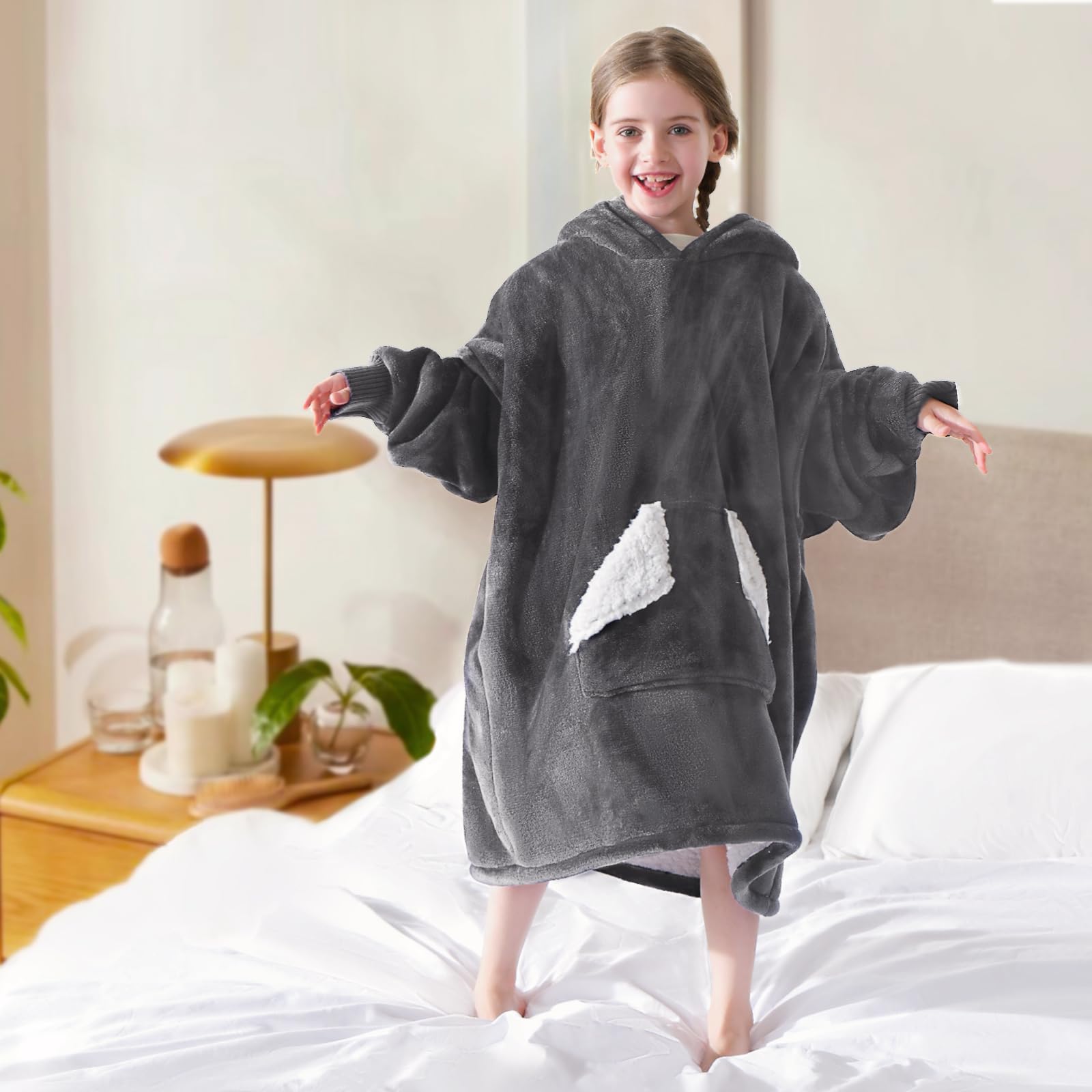 Touchat Wearable Blanket Hoodie, Oversized Sherpa Blanket Sweatshirt