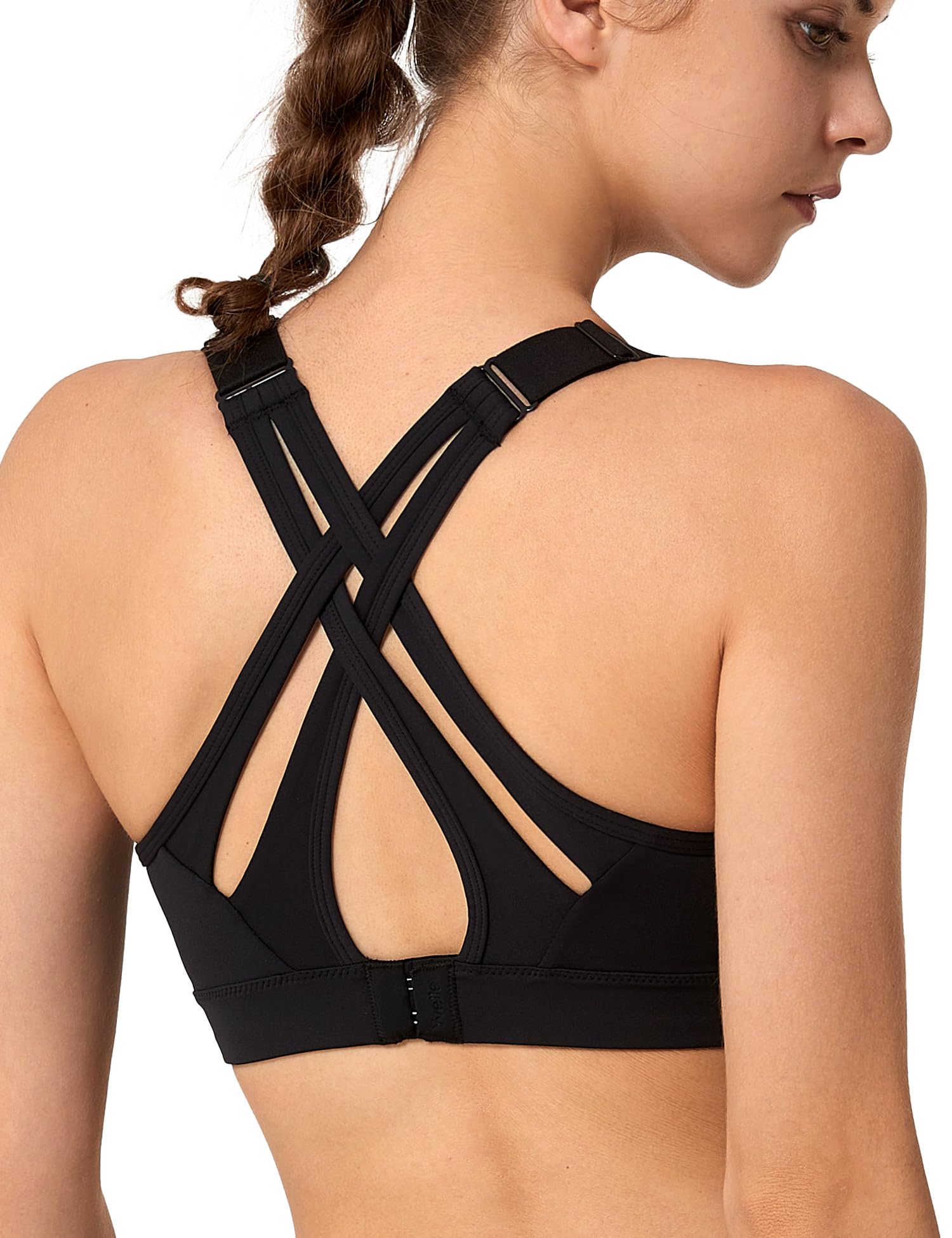 Yvette Soutien Gorge de Sport Femmes Bretelles Réglables Dos Croisées sans Armature Maintien Fort Grande Taille Course Fitness Gym