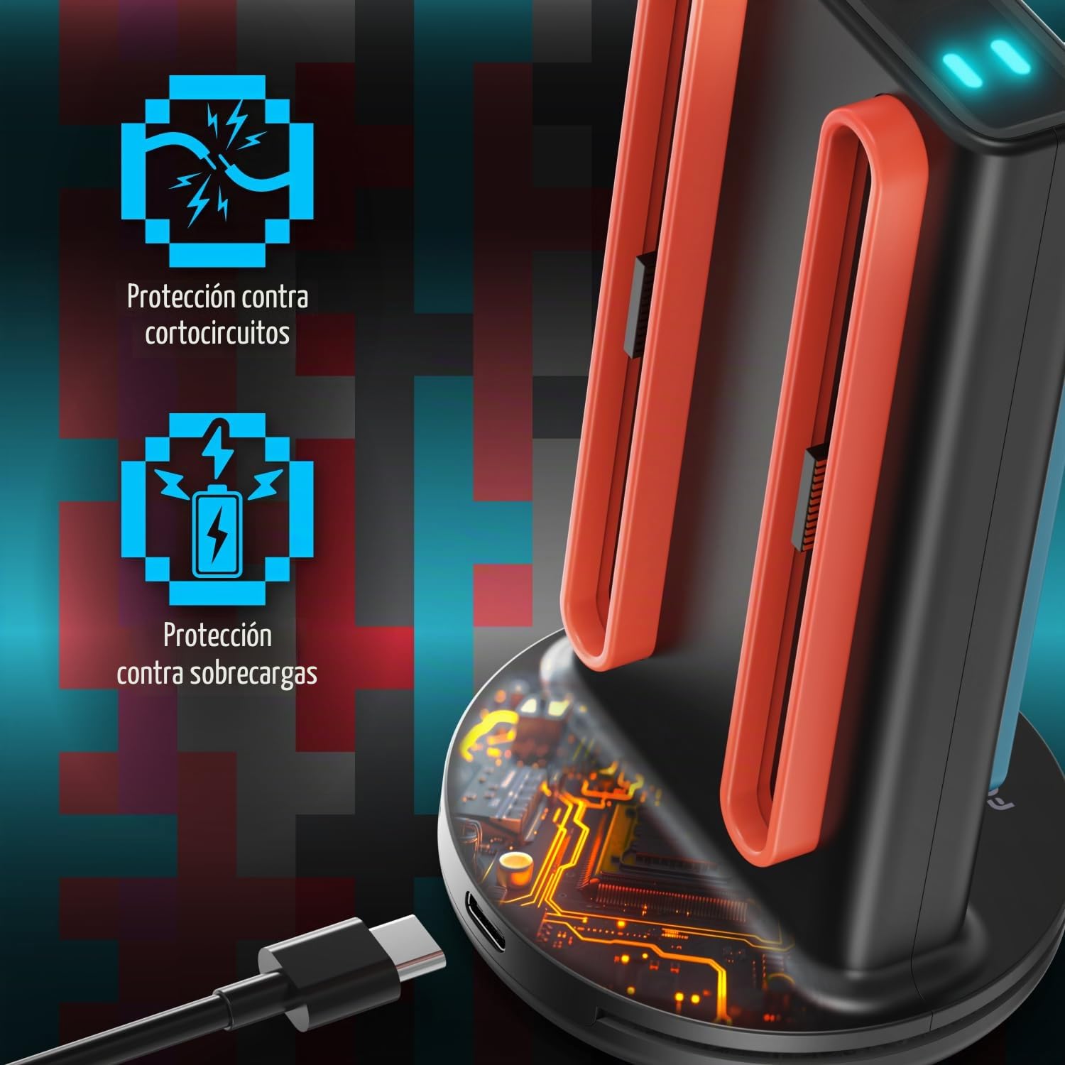 Fosmon Estación de Carga para Mandos Nintendo Switch 2 Joy-con – Carga Rápida 4 en 1 con Iluminación RGB (9 Modos) e Indicador LED – Cargador para Mandos Switch 2