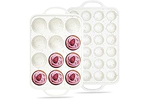 Regular 12 Cup and Mini 24 Cup Silicone Cupcake Mold Pan Set