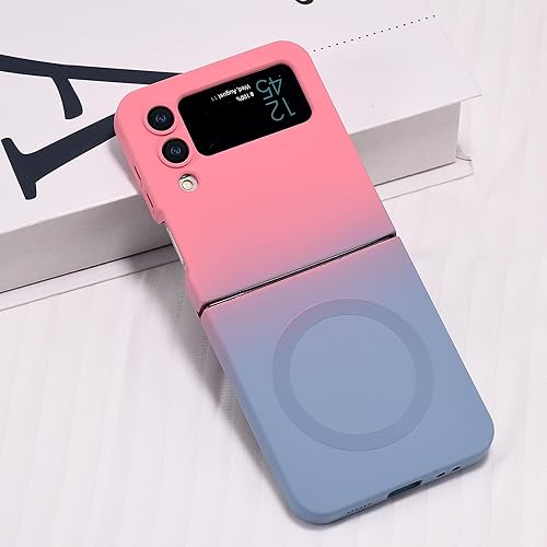 Funda magnética para Samsung Galaxy Z Flip 4, silicona suave, color degradado, funda para teléfono Samsung Z Flip 4 con protección de cámara, funda