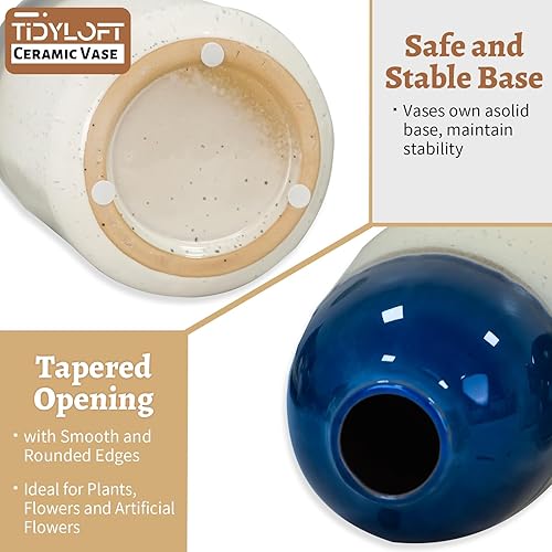 Miniatura 3 de Juego de 3 jarrones de cerámica pequeños para decoración del hogar de granja, jarrón bohemio moderno, jarrón decorativo para mesa de centro de mesa,