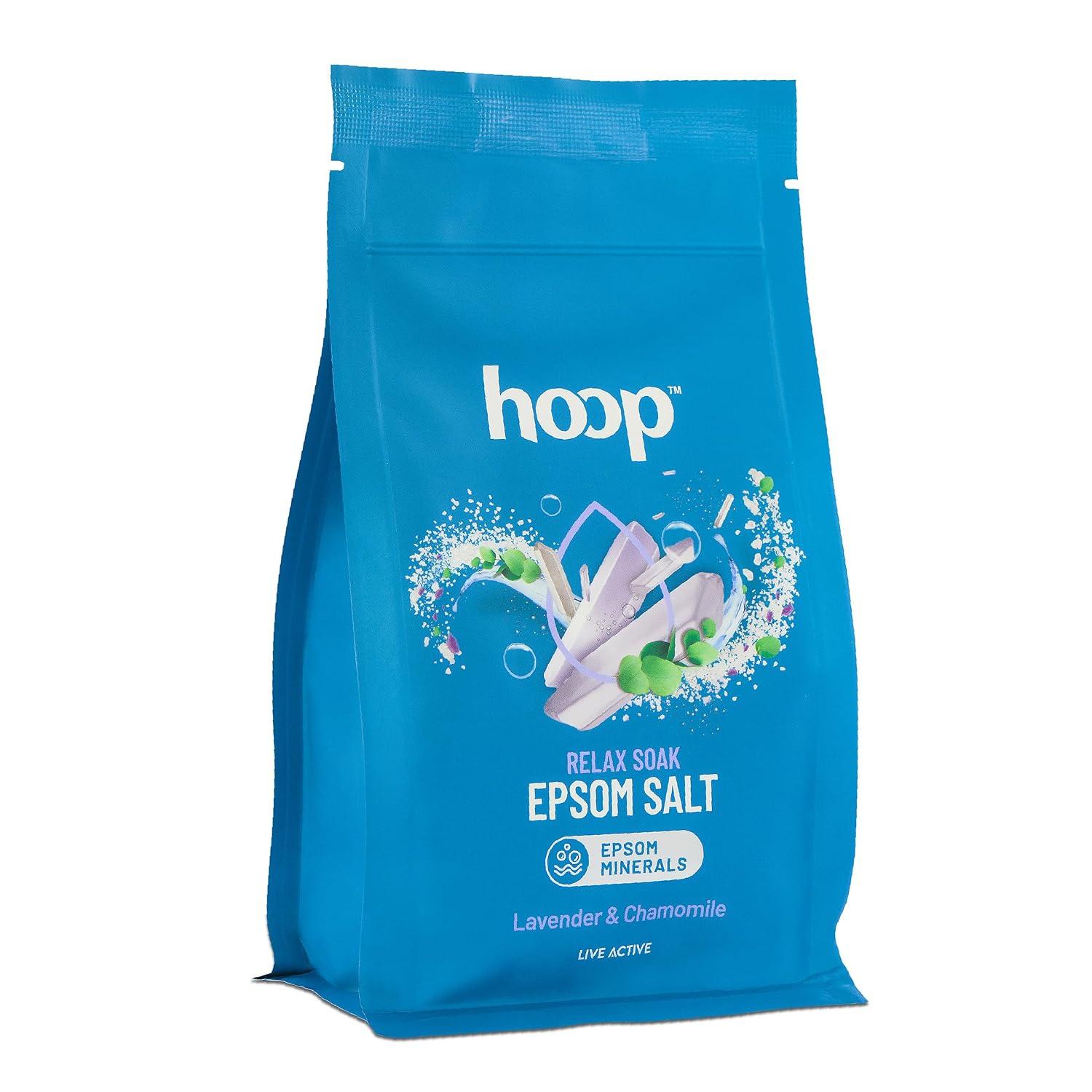 hoop Epsom Salt Lavender & Chamomile | Pure Epsom Salt for Foot Soak | Relaxing Bath Soak with Magnesium Sulphate & Lavender Oil | 400 g