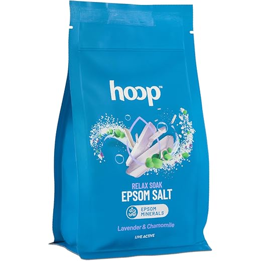 hoop Epsom Salt Lavender & Chamomile | Pure Epsom Salt for Foot Soak, Tired Feet, Feet Ache, Corns & Callus | Relaxing Bath for Muscle Relief with Magnesium Sulphate & Lavender Oil | 400 g