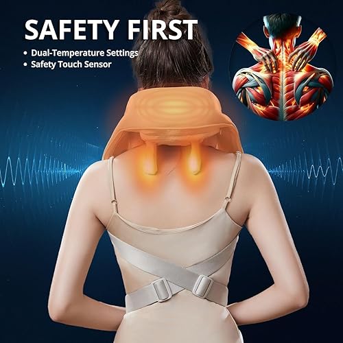 Miniatura 2 de Masajeador de cuello y hombros de lujo con calor, material ecológico, diseño ergonómico, amasamiento profundo para aliviar el dolor, regalo ideal