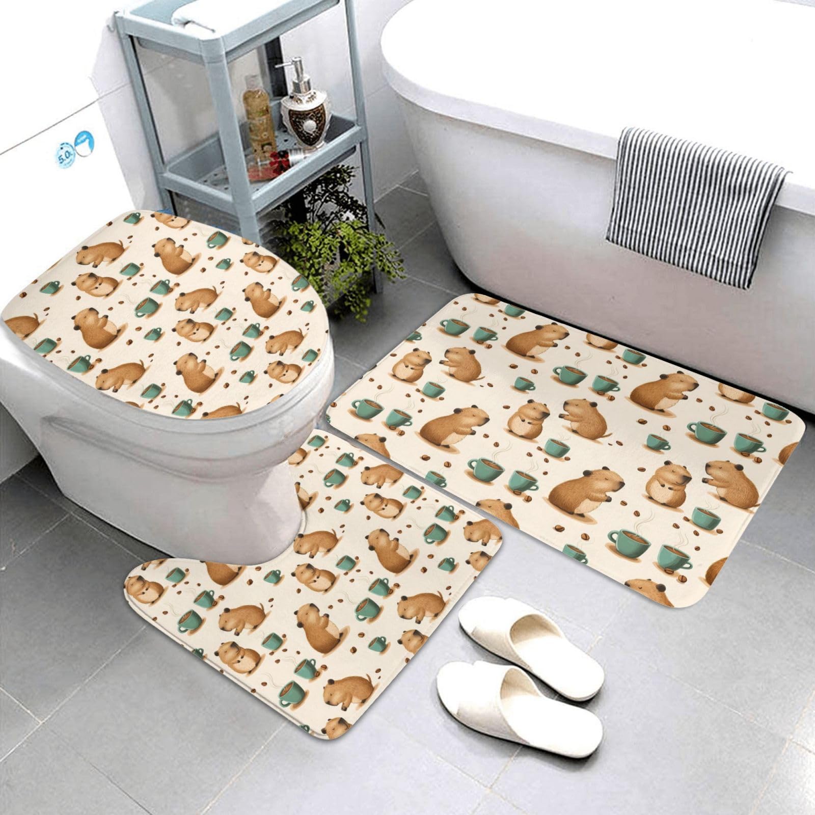 Tapis de salle de bain cochon d'inde pour une décoration douce et lavable