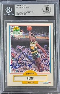 Shawn Kemp Signed 1990-91 Fleer Rookie Card #178 Beckett 15989420 - Basketball Slabbed Rookie Cards
