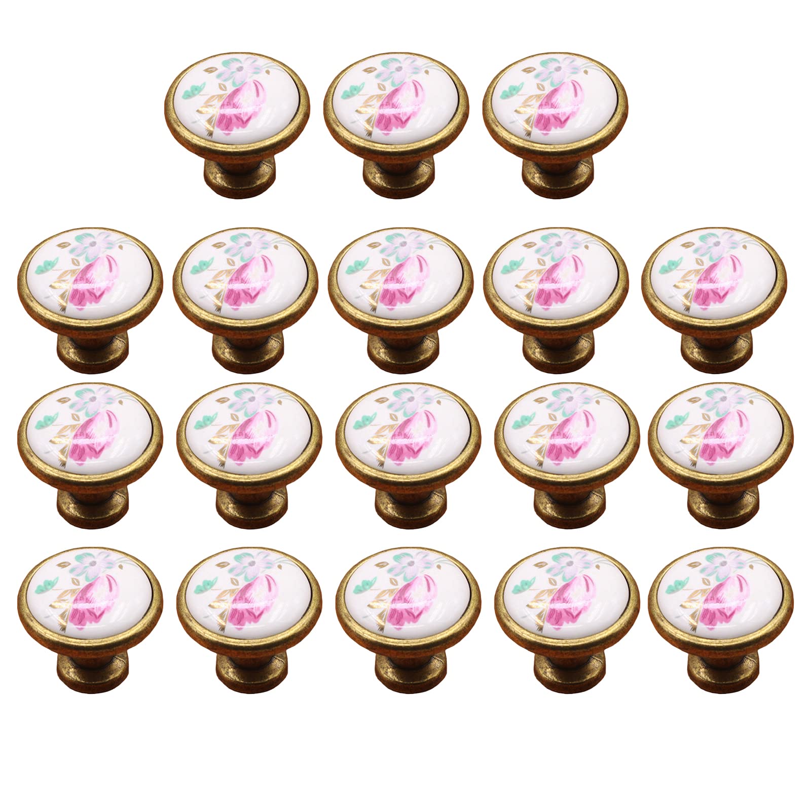 Vintage Ceramic Cabinet Drawer Door Knobs, Round Cupboard Drawer Handles Pulls for Home, Kitchen, Bathroom or Office Bookcase Furniture Door 18PCS