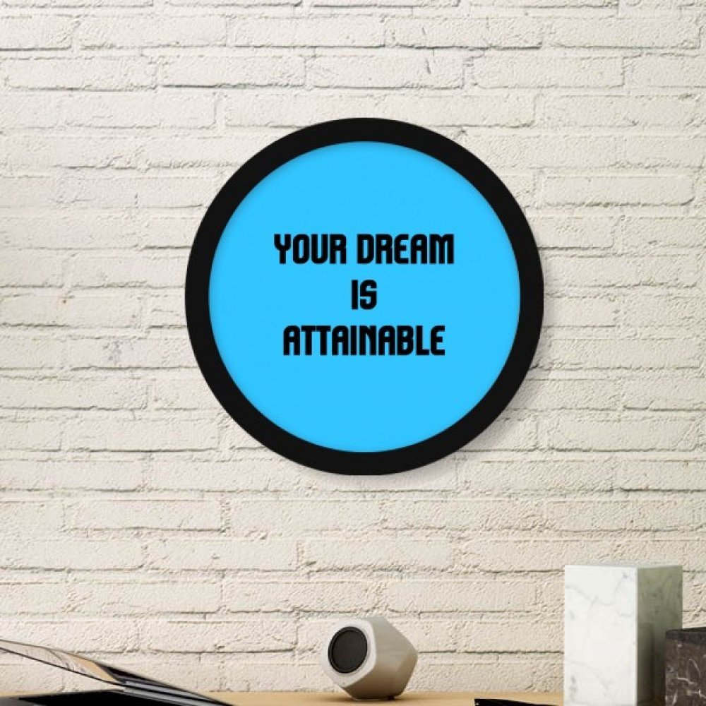 Cadre Photo Ronde Simple DIYthinker avec Citation Inspirante et Stickers Muraux Noirs Taille M