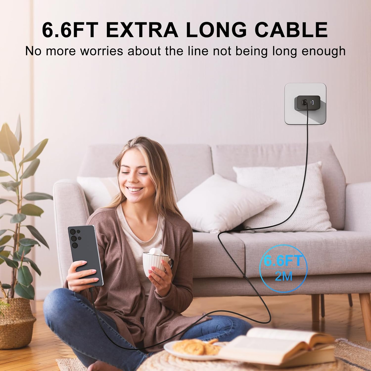 45W Super Fast Charger USB C, Dual Android Phone Charger Type C Chargers Fast Charging Block with 6.6FT Long USB-C Charging Cable Cord for Samsung Galaxy S26 Ultra/S26+/S26/S25 Ultra/S25/S24Ultra/S24