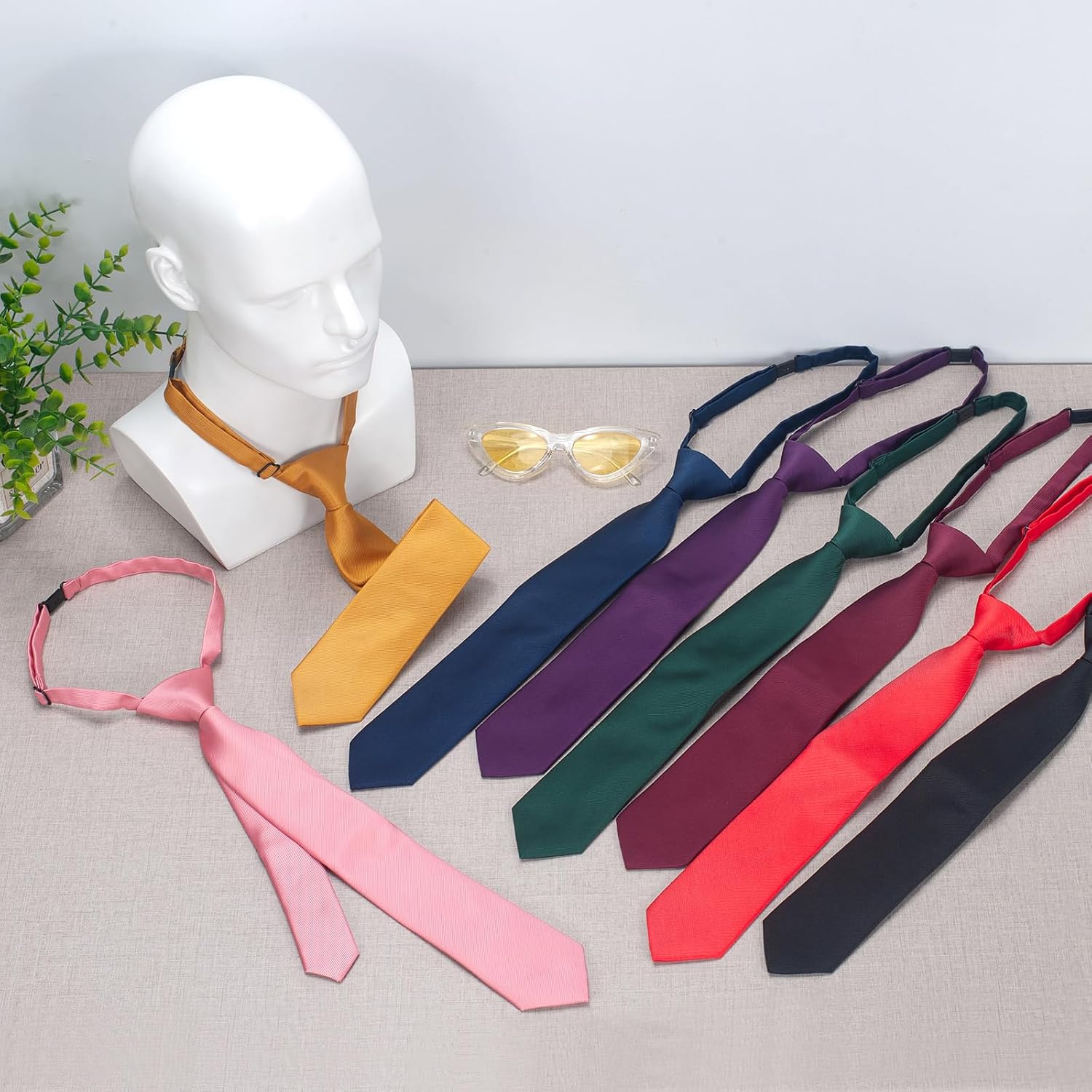 Boys Pre-Tied Necktie, Kids Solid Color Neck Ties for Age 8-12, Boys Black Ties for Graduation, Wedding, School