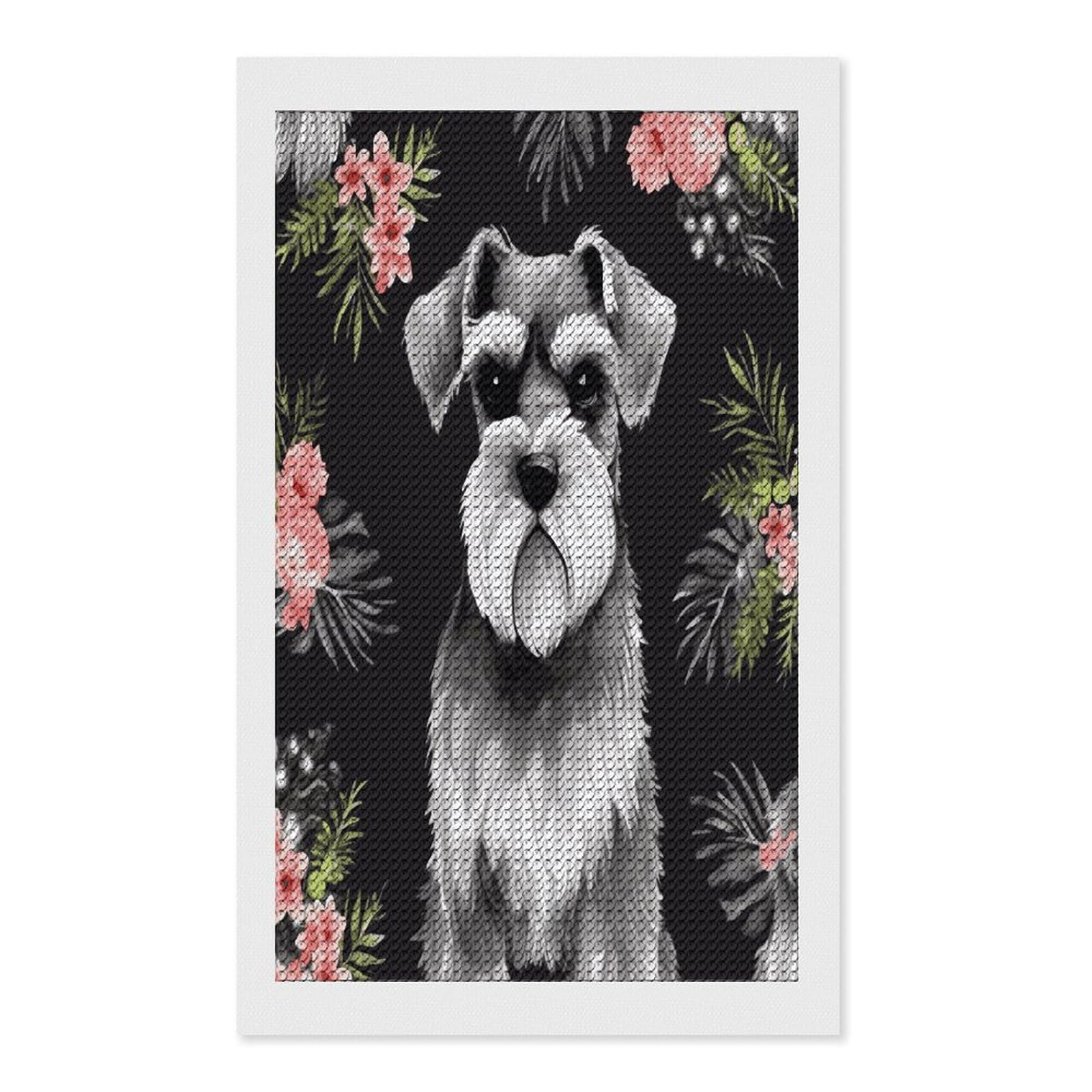 FekiLoot Schnauzer Diamond Painting Kits for Beginners DIY Diamond Art Kits for Adults Full Drill Round Diamond Dot Gem Art Painting Fun DIY Crafts for Home Kitchen Wall Decor Gift 12"x20"