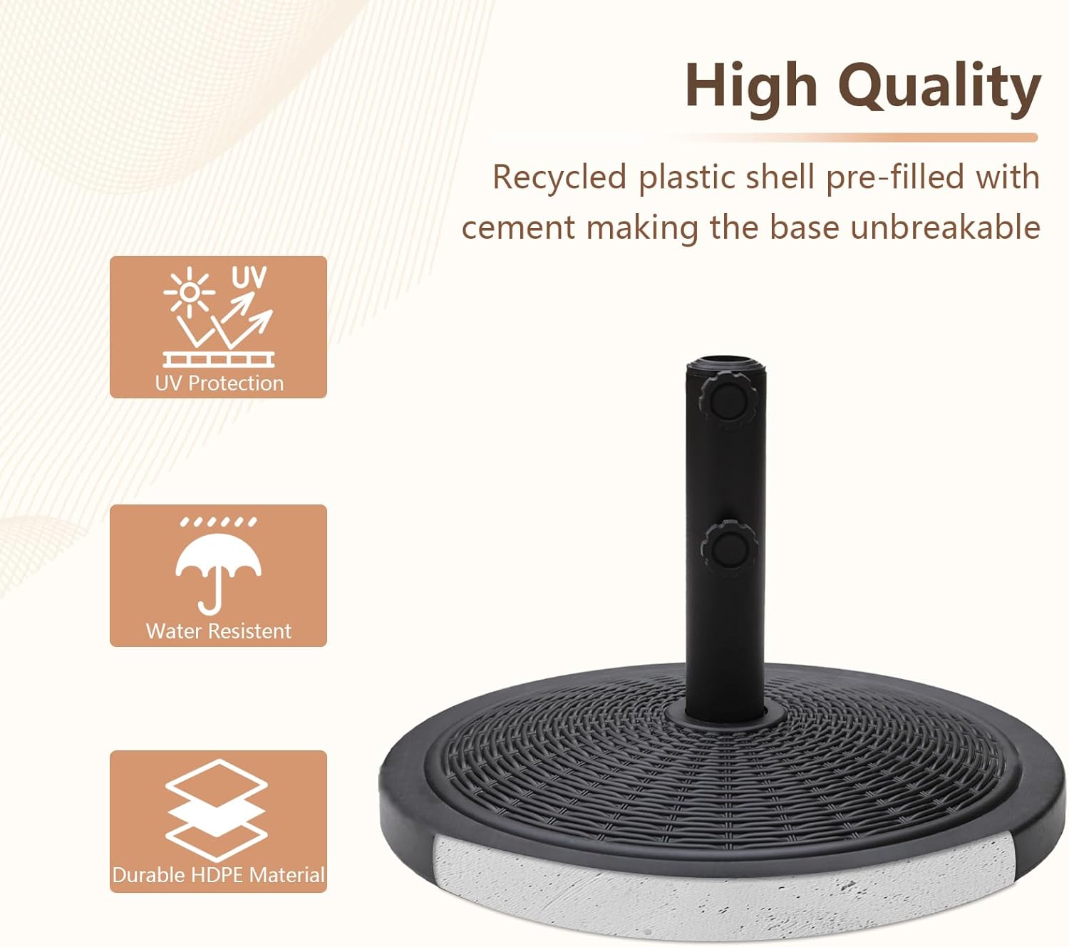 C-Hopetree 33 lb Heavy Duty Round Patio Base Stand for Outdoor Market Table Umbrella, Black