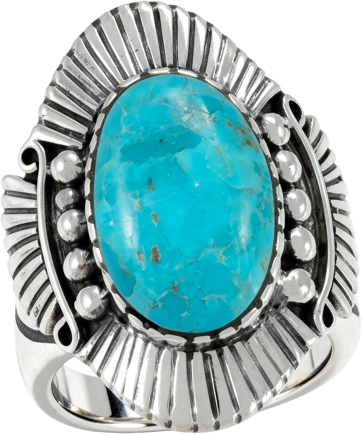 Turquoise Ring Sterling Silver 925 Genuine Gemstones Size 6 to 11