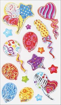 EK Success - Sticko Sparkler Stickers - Birthday Colorful Balloons